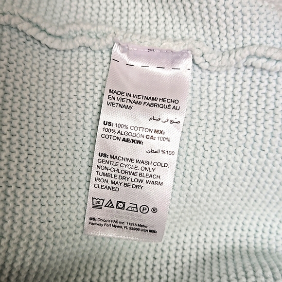 Chicos Aqua Cotton Oversize Sweater - Picture 5 of 5